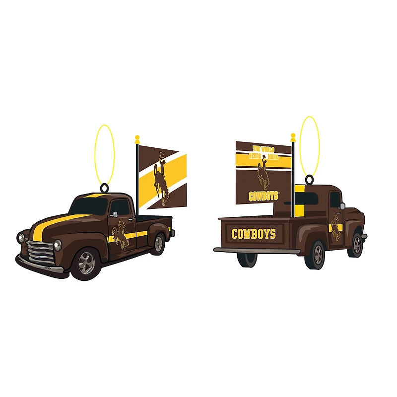 Wyoming Cowboys 3" Rally Truck Two-Piece Ornament Set