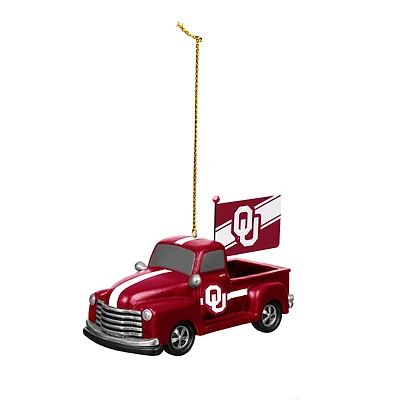 Oklahoma Sooners 3" Rally Truck Two-Piece Ornament Set