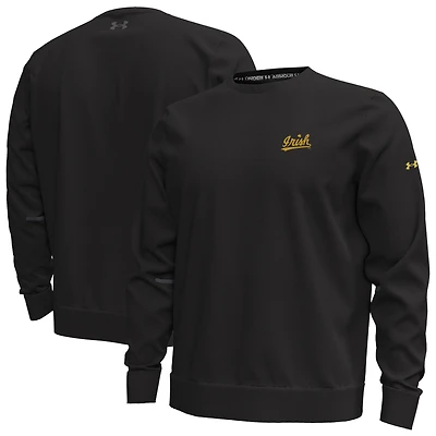 Men's Under Armour Black Notre Dame Fighting Irish Metallic Tri-Blend Unstoppable Fleece Sweatshirt