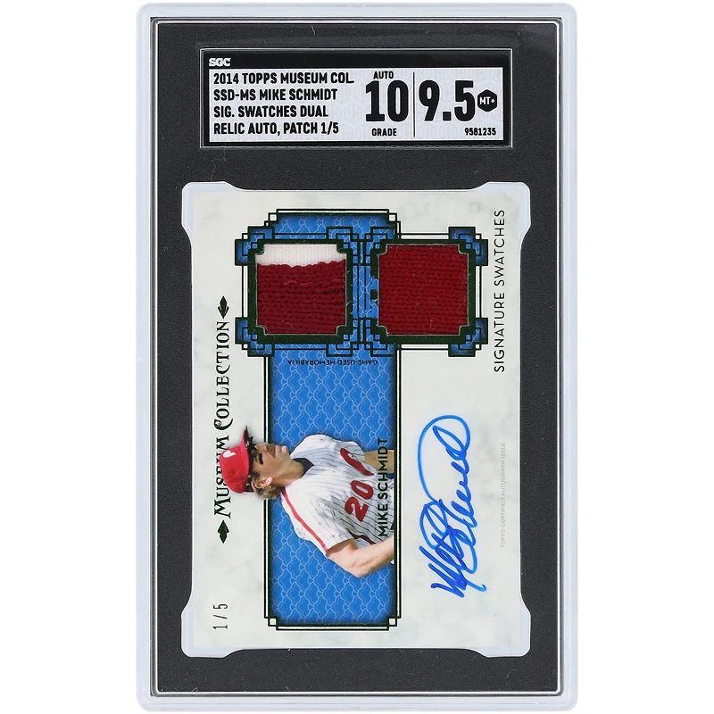 Mike Schmidt Philadelphia Phillies Autographed 2014 Topps Museum Collection Signature Swatches Dual Swatch Dual-Color Relics #SSD-MS #1/5 SGC Authenticated 9.5/10 Card