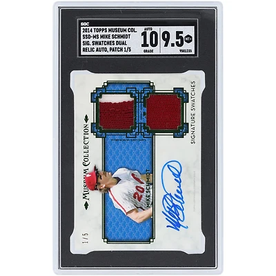 Mike Schmidt Philadelphia Phillies Autographed 2014 Topps Museum Collection Signature Swatches Dual Swatch Dual-Color Relics #SSD-MS #1/5 SGC Authenticated 9.5/10 Card