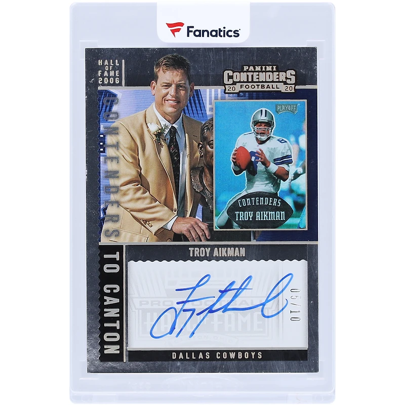 Troy Aikman Dallas Cowboys Autographed 2020 Panini Contenders Gold Contenders To Canton #CCA-TAI #5/10 Card