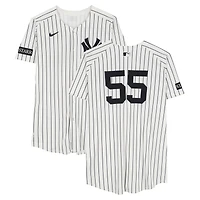Carlos Rodón New York Yankees Game-Used #55 White Pinstripe Nike Jersey vs. Detroit Tigers on September 10, 2025