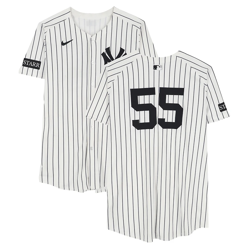 Carlos Rodón New York Yankees Game-Used #55 White Pinstripe Nike Jersey vs. Detroit Tigers on September 10, 2025
