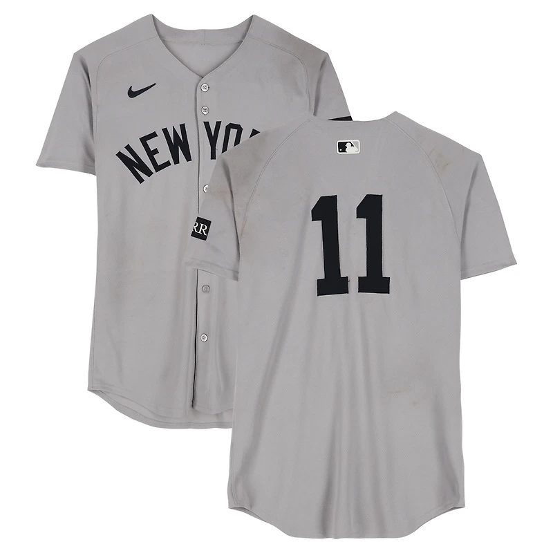 Anthony Volpe New York Yankees Game-Used #11 Gray Nike Jersey vs. Houston Astros on September 4, 2025