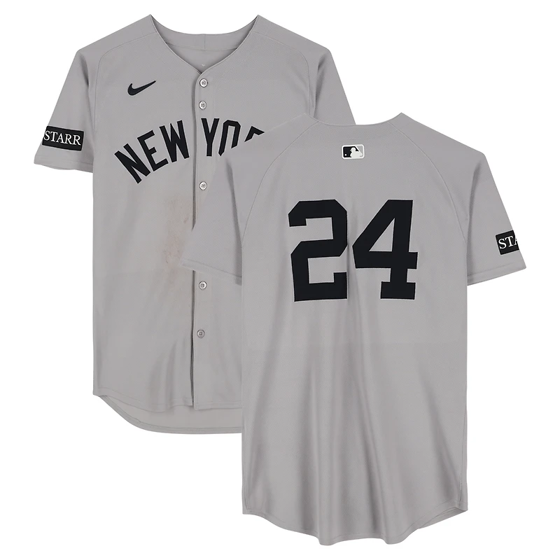 Jasson Domínguez New York Yankees Game-Used #24 Gray Nike Jersey vs. Houston Astros on September 4, 2025