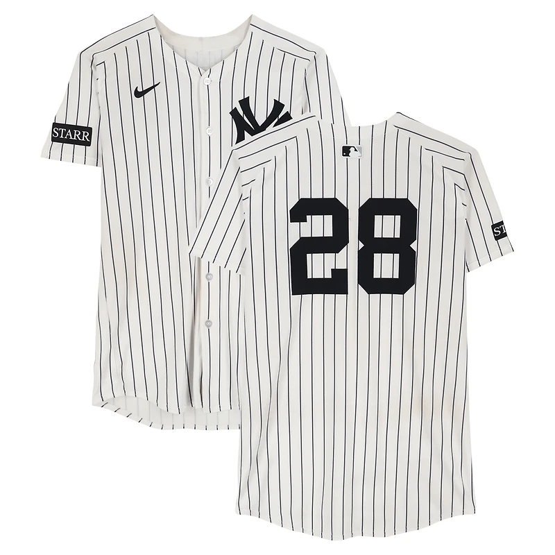 Austin Wells New York Yankees Player-Worn #28 White Pinstripe Nike Jersey vs. Detroit Tigers on September 11, 2025