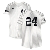 Jasson Domínguez New York Yankees Player-Worn #24 White Pinstripe Nike Jersey vs. Detroit Tigers on September 11, 2025