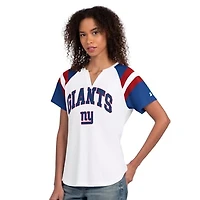Women's Starter  White New York Giants Game On Notch Neck T-Shirt