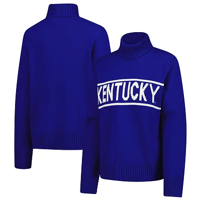 Women's Gameday Social Royal Kentucky Wildcats Chenille Turtleneck Sweater