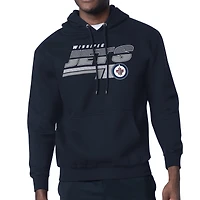 Men's Starter Navy Winnipeg Jets Logo Push Fleece Hoodie
