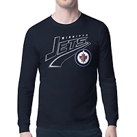 Men's Starter Navy Winnipeg Jets Modern Tailsweep Long Sleeve T-Shirt