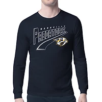 Men's Starter Navy Nashville Predators Modern Tailsweep Long Sleeve T-Shirt
