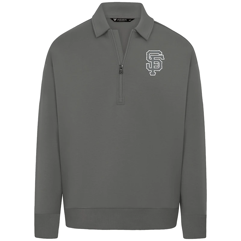 Men's Levelwear Gray San Francisco Giants Luxe Signature Quarter-Zip Chenille Logo Tri-Blend Sweatshirt