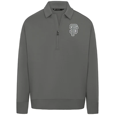 Men's Levelwear Gray San Francisco Giants Luxe Signature Quarter-Zip Chenille Logo Tri-Blend Sweatshirt