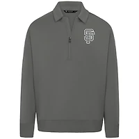 Men's Levelwear Gray San Francisco Giants Luxe Signature Quarter-Zip Chenille Logo Tri-Blend Sweatshirt