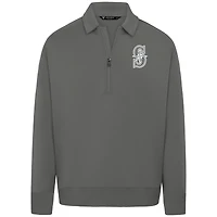 Men's Levelwear Gray Seattle Mariners Luxe Signature Quarter-Zip Chenille Logo Tri-Blend Sweatshirt