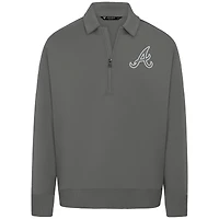 Men's Levelwear Gray Atlanta Braves Luxe Signature Quarter-Zip Chenille Logo Tri-Blend Sweatshirt