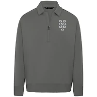 Men's Levelwear Gray New York Mets Luxe Signature Quarter-Zip Chenille Logo Tri-Blend Sweatshirt