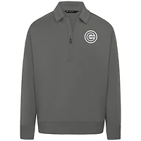 Men's Levelwear Gray Chicago Cubs Luxe Signature Quarter-Zip Chenille Logo Tri-Blend Sweatshirt