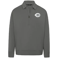 Men's Levelwear Gray Cincinnati Reds Luxe Signature Quarter-Zip Chenille Logo Tri-Blend Sweatshirt
