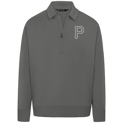 Men's Levelwear Gray Pittsburgh Pirates Luxe Signature Quarter-Zip Chenille Logo Tri-Blend Sweatshirt