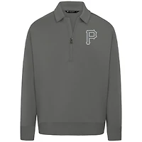 Men's Levelwear Gray Pittsburgh Pirates Luxe Signature Quarter-Zip Chenille Logo Tri-Blend Sweatshirt