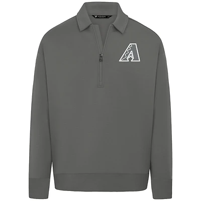 Men's Levelwear Gray Arizona Diamondbacks Luxe Signature Quarter-Zip Chenille Logo Tri-Blend Sweatshirt