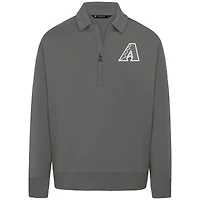 Men's Levelwear Gray Arizona Diamondbacks Luxe Signature Quarter-Zip Chenille Logo Tri-Blend Sweatshirt