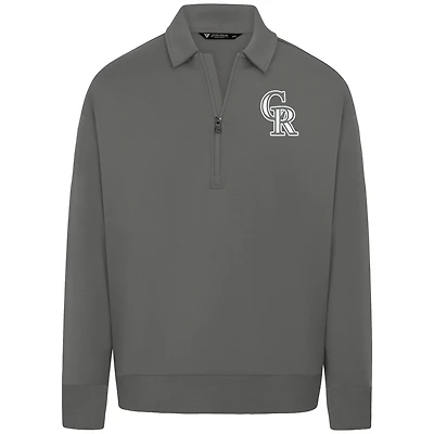 Men's Levelwear Gray Colorado Rockies Luxe Signature Quarter-Zip Chenille Logo Tri-Blend Sweatshirt