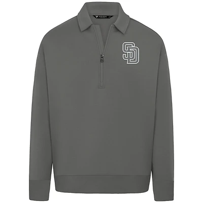 Men's Levelwear Gray San Diego Padres Luxe Signature Quarter-Zip Chenille Logo Tri-Blend Sweatshirt