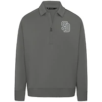 Men's Levelwear Gray San Diego Padres Luxe Signature Quarter-Zip Chenille Logo Tri-Blend Sweatshirt