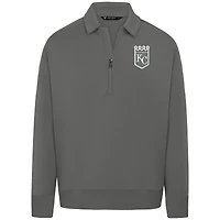 Men's Levelwear Gray Kansas City Royals Luxe Signature Quarter-Zip Chenille Logo Tri-Blend Sweatshirt