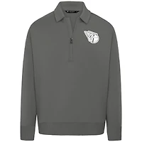 Men's Levelwear Gray Cleveland Guardians Luxe Signature Quarter-Zip Chenille Logo Tri-Blend Sweatshirt