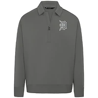 Men's Levelwear Gray Detroit Tigers Luxe Signature Quarter-Zip Chenille Logo Tri-Blend Sweatshirt