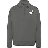 Men's Levelwear Gray Toronto Blue Jays Luxe Signature Quarter-Zip Chenille Logo Tri-Blend Sweatshirt