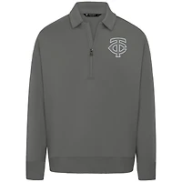 Men's Levelwear Gray Minnesota Twins Luxe Signature Quarter-Zip Chenille Logo Tri-Blend Sweatshirt