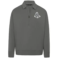 Men's Levelwear Gray Boston Red Sox Luxe Signature Quarter-Zip Chenille Logo Tri-Blend Sweatshirt
