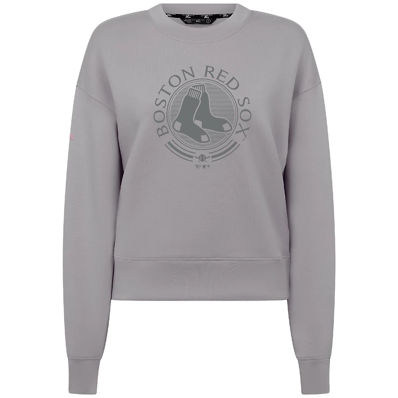 Men's Levelwear Gray Boston Red Sox Luxe Signature Quarter-Zip Chenille Logo Tri-Blend Sweatshirt