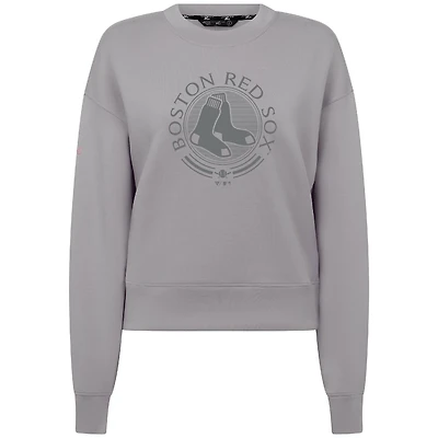 Men's Levelwear Gray Boston Red Sox Luxe Signature Quarter-Zip Chenille Logo Tri-Blend Sweatshirt