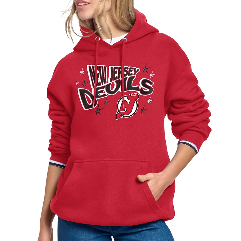 Women's Starter Red New Jersey Devils Fireworks Fleece Hoodie