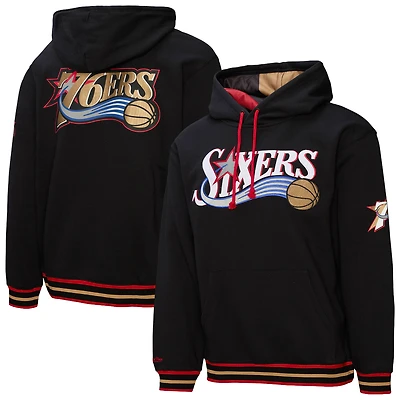 Men's Mitchell & Ness Black Philadelphia 76ers Hardwood Classics Nights Playmaker Fleece Hoodie