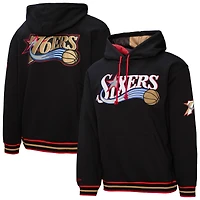 Men's Mitchell & Ness  Black Philadelphia 76ers Hardwood Classics Nights Playmaker Fleece Hoodie