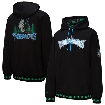 Men's Mitchell & Ness  Black Minnesota Timberwolves Hardwood Classics Nights Playmaker Fleece Hoodie