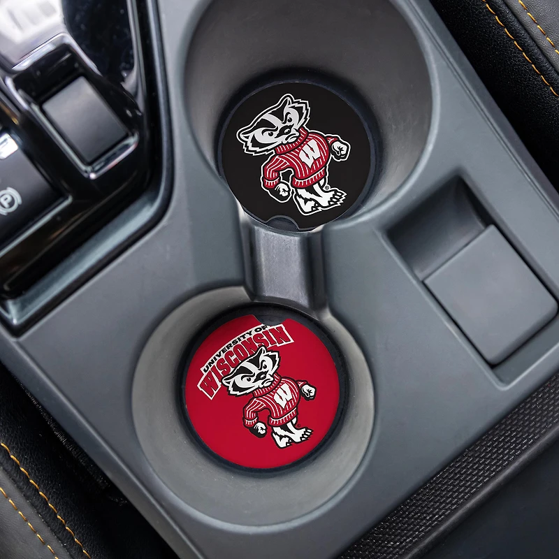 Wisconsin Badgers Ceramic Car Coaster Four-Piece Set