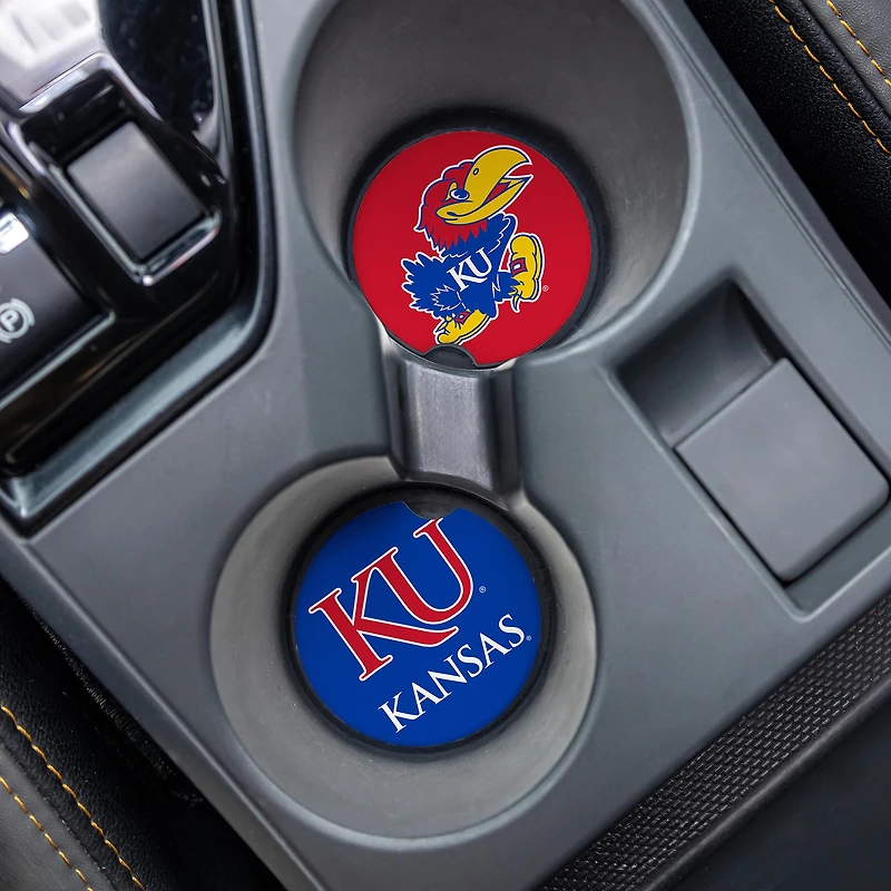 Kansas Jayhawks Ceramic Car Coaster Four-Piece Set
