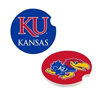 Kansas Jayhawks Ceramic Car Coaster Four-Piece Set