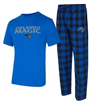 Men's Concepts Sport Blue/Black Orlando Magic Avondale T-Shirt & Flannel Pants Set