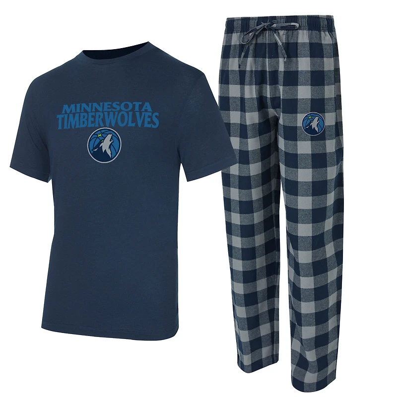 Men's Concepts Sport Navy/Gray Minnesota Timberwolves Avondale T-Shirt & Flannel Pants Set