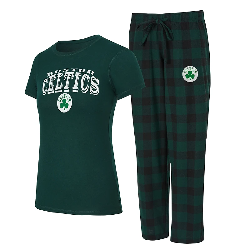 Women's Concepts Sport Hunter Green/Black Boston Celtics Avondale T-Shirt & Pants Flannel PJ Set